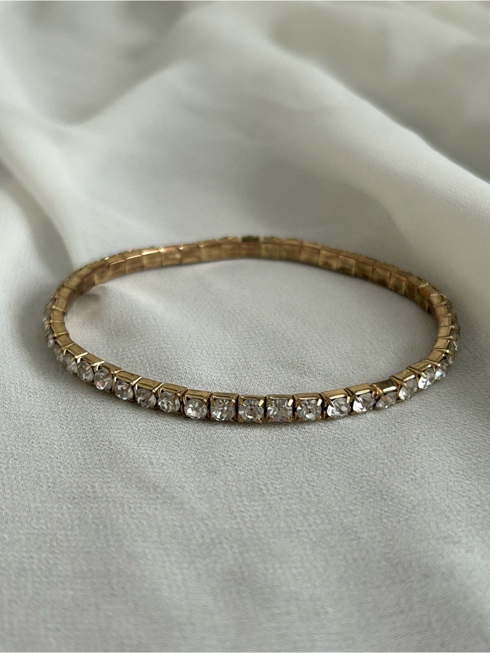 VTG Gold‑Tone Style Tennis White Stone Bracelet